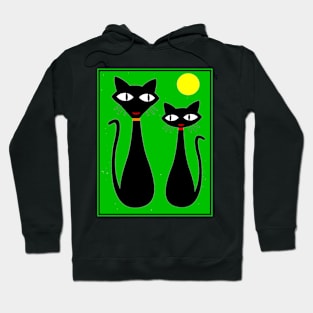 Cat Couple Abstract Whimsical Surreal Print Hoodie